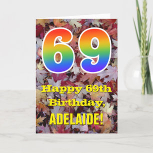 Carte 69e anniversaire; feuilles d'automne rustiques; ar