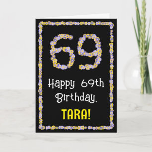 Carte 69e anniversaire : Floral Flowers Numéro, Nom pers