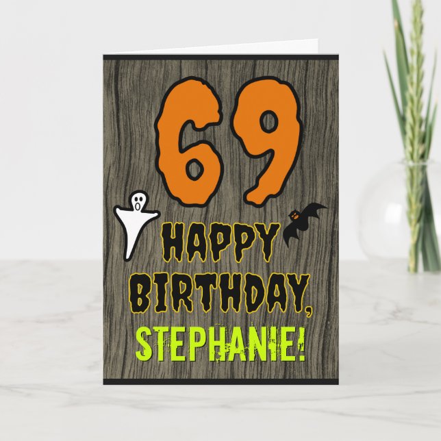 Carte 69e Anniversaire : Thème effrayant d'Halloween, No (Devant)
