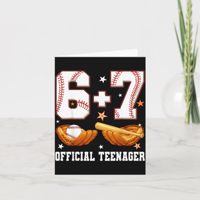 Carte 6+7 13 ans adolescent garçon de baseball 13e anniv (Devant)
