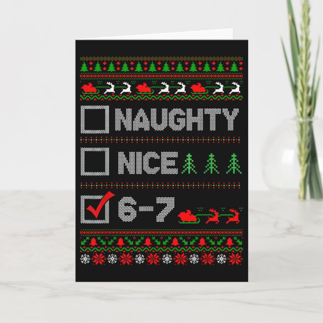 Carte 6-7 Mème Nice Naughty 67 Noël Brain Rot Drôle (Devant)