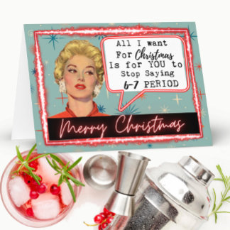 Carte 6 -7 Meme - Retro Christmas Card - Funny - Bestie