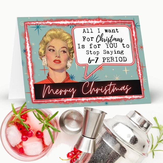 Carte 6 -7 Meme - Retro Christmas Card - Funny - Bestie (Créateur téléchargé)