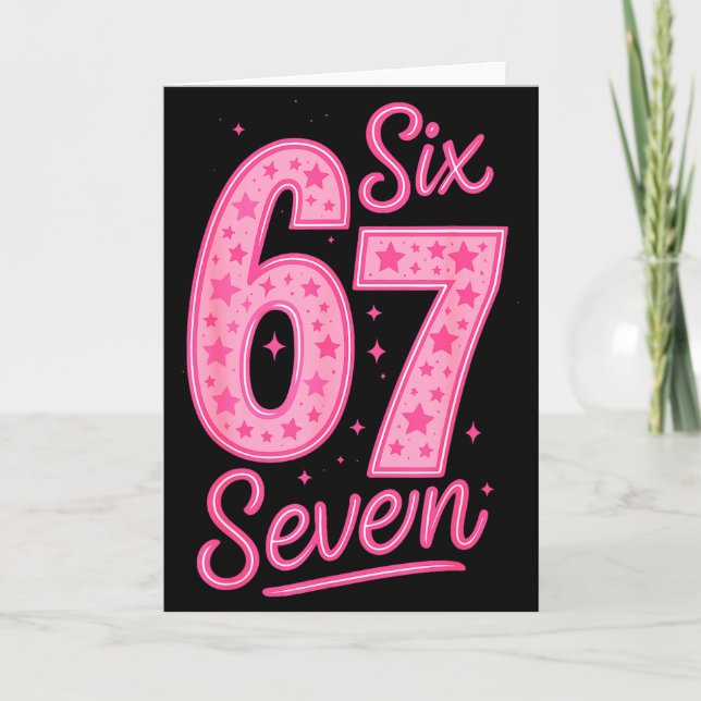 Carte 6 7 Numéro 67 Rose Six Sept Mème Argot Femmes Fill (Devant)