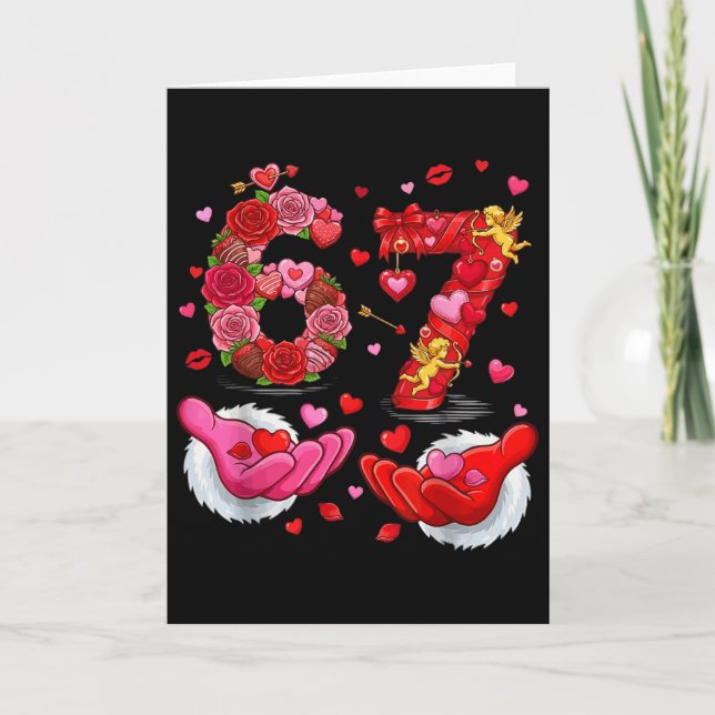 Carte 6 7 Six Seven Valentine Hearts Kids Boys Girls Cut (Devant)