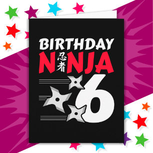 Carte 6 Ans Ninja Party Stars Enfants 6e anniversaire