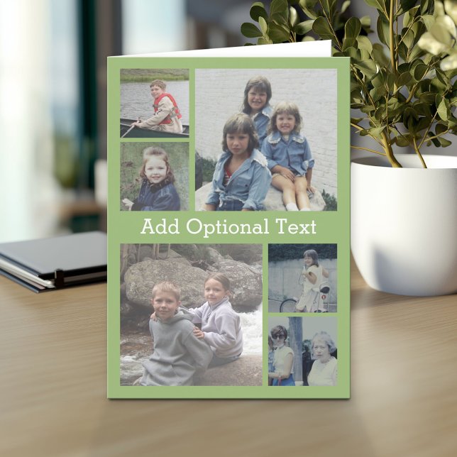 Carte 6 Collage de photos Texte facultatif — CAN Edit gr (Custom Personalized Greeting Card)
