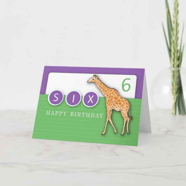 Carte 6e année Giraffe anniversaire (Devant)