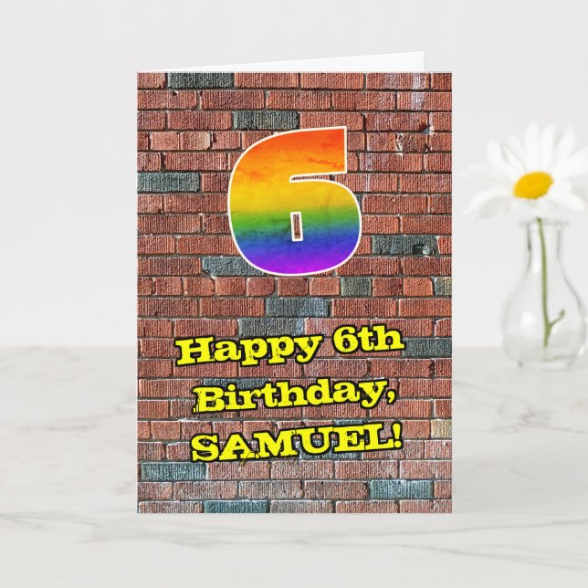 Carte 6e anniversaire : Arc-en-ciel amusant inspiré par  (Petite plante)
