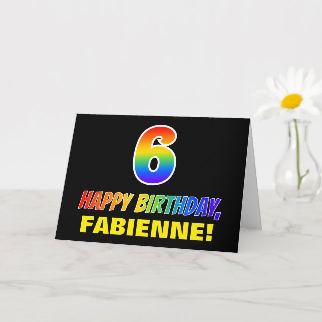 Carte 6e anniversaire : Bold, amusant, simple, arc-en-ci (Petite plante)