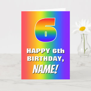 Carte 6e anniversaire : coloré, amusant Motif arc-en-cie