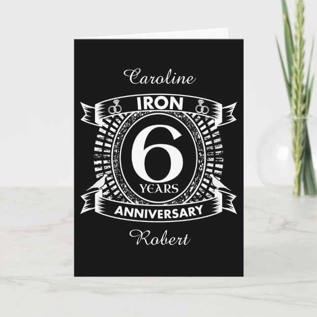Carte 6e anniversaire de mariage blason en détresse (Devant)
