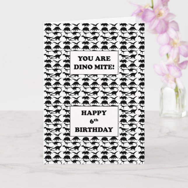 Carte 6e anniversaire Dino Mite (Orchidée)