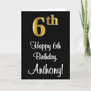 Carte 6e anniversaire ~ Elégant luxe Faux Gold Look #