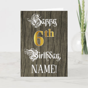 Carte 6e anniversaire : Faux Gold Look + Faux Wood Motif