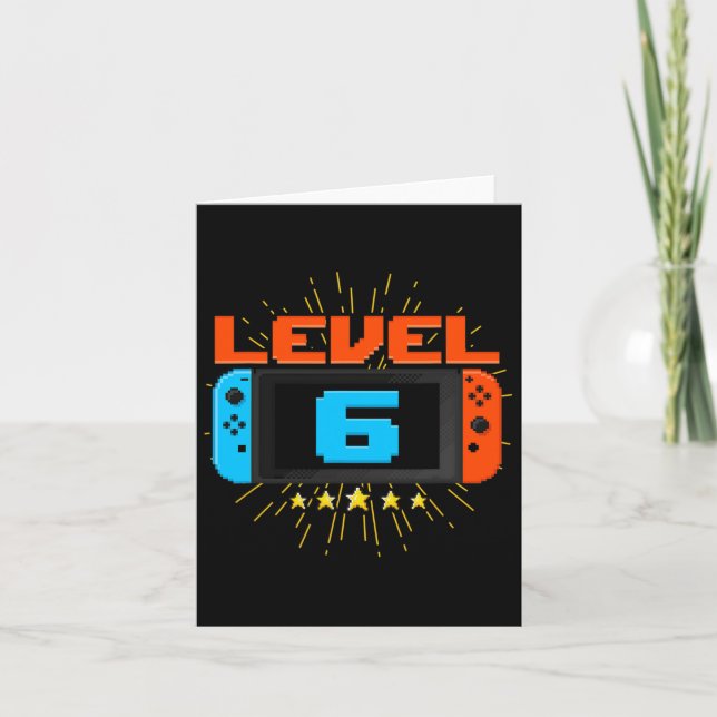 Carte 6e anniversaire garçon niveau 6 jeu vidéo déverrou (Devant)