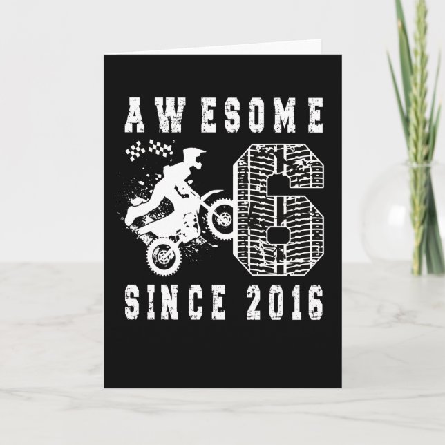 Carte 6e anniversaire Gift Dirt Bike Boy Né en 2016 (Devant)