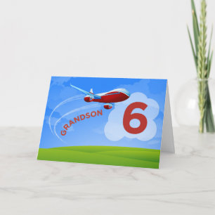 Carte 6e anniversaire, grand-fils, avion rouge