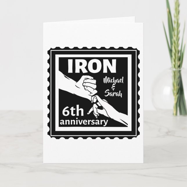 Carte 6e anniversaire mariage traditionnel cadeau fer (Devant)