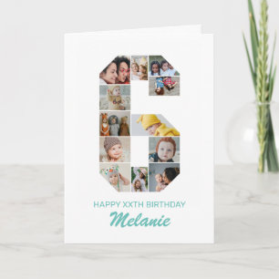 Carte 6e anniversaire Numéro 6 Collage photo Personnalis
