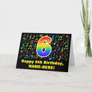 Carte 6e anniversaire - Symboles de musique colorée et a