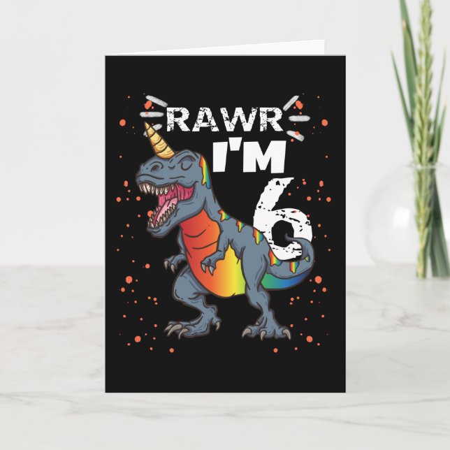 Carte 6e anniversaire T Rex Dinosaur (Devant)