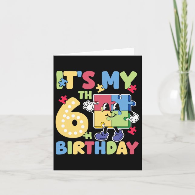 Carte 6e fête d'anniversaire de l'autisme 6 ans Autistic (Devant)