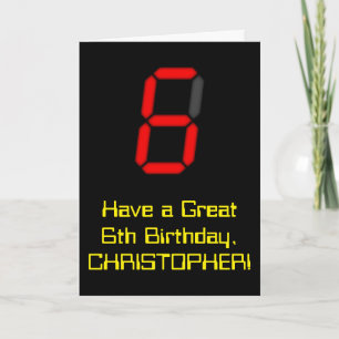 Carte 6ème anniversaire : Rouge Digital Horloge Style "6