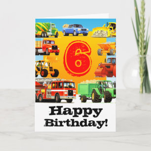 Carte 6ème fête d'anniversaire de grands camions