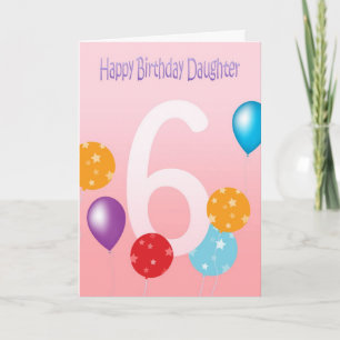 Carte 6ème fille heureuse d'anniversaire - ballons