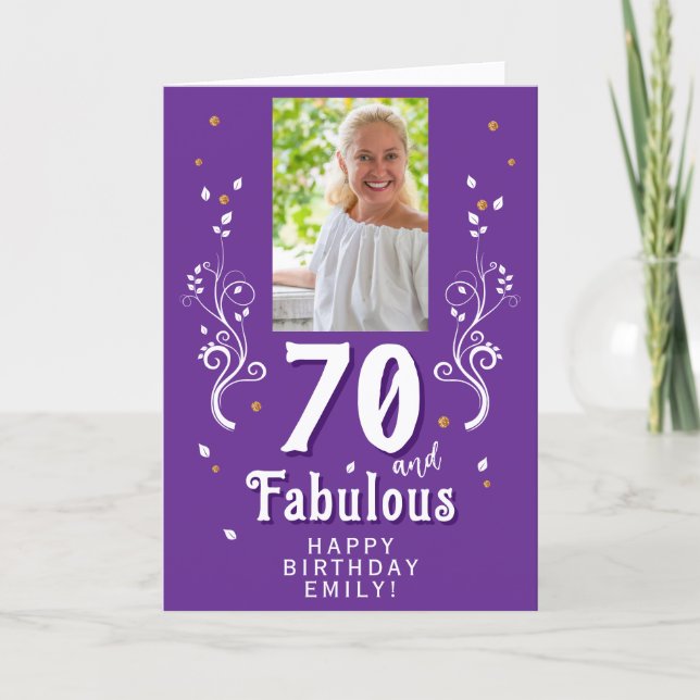 Carte 70 and Fabulous Foliage 70th Birthday Photo  (Devant)