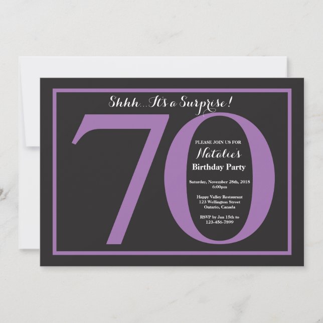 Carte 70 ans Anniversaire Surprise Tableau Noir et (Devant)