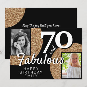 Carte 70 ans et Fabuleux Paillettes Dorées 2 Photo 70e A