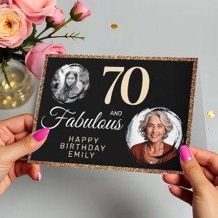 Carte 70 ans et Fabuleux Paillettes Dorées 2 Photo 70e A