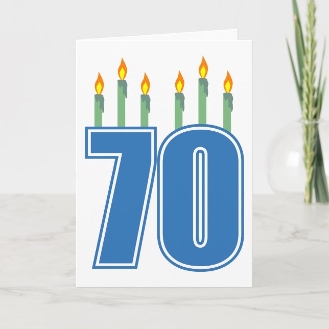 Carte 70 bougies d'anniversaire (bleu / vert) (Devant)