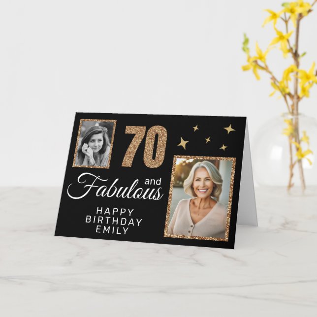 Carte 70 et Fabulous Gold Parties scintillant 2 Photo 70 (Fleur jaune)