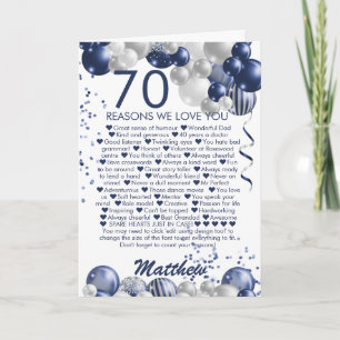Carte 70e anniversaire 70 raisons Nous vous aimons