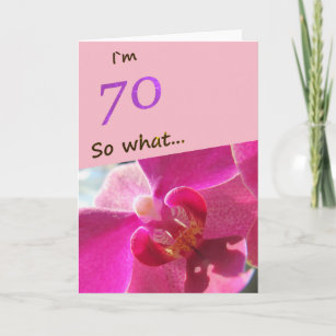 Carte 70e anniversaire avec l'orchidée rose drôle