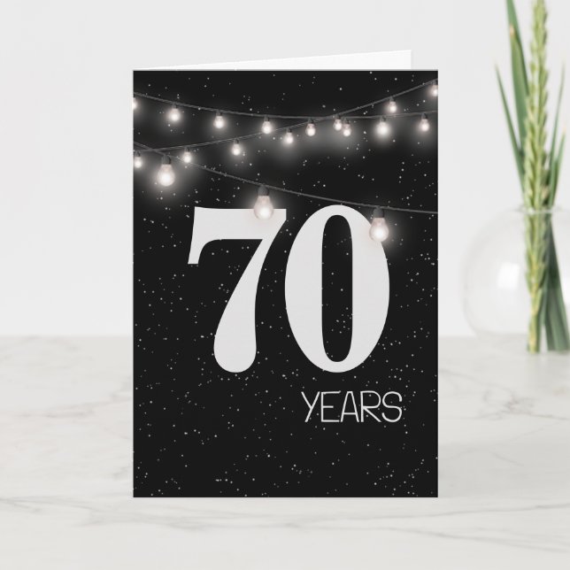 Carte 70e anniversaire avec lumières et étoiles (Devant)