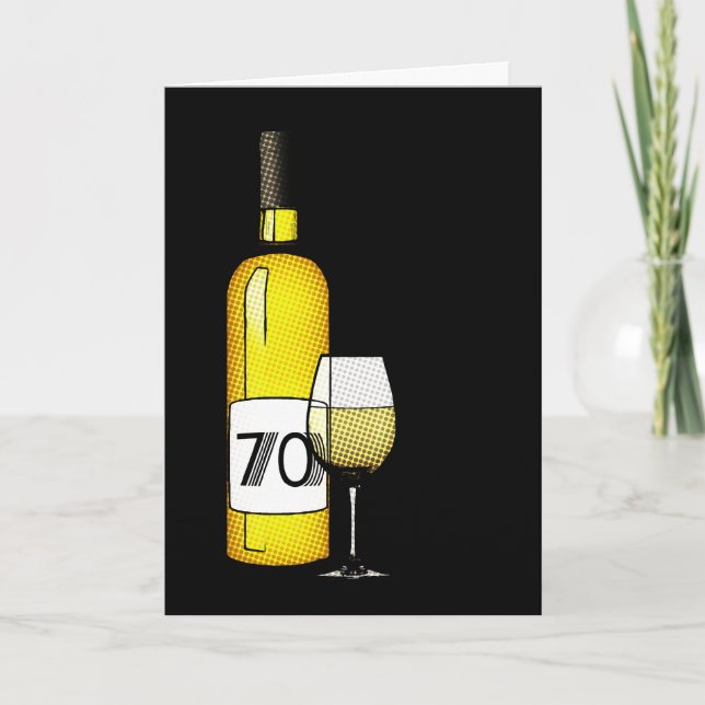 Carte 70e anniversaire : bouteille de vin & verre (Devant)
