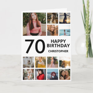 Carte 70e anniversaire Collage photo 13 photos noir blan