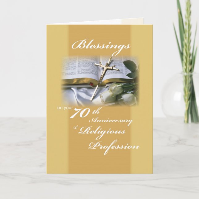 Carte 70e anniversaire de la profession religieuse pour  (Devant)