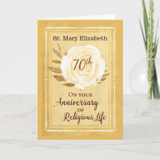 Carte 70e anniversaire de la vie religieuse Nonne Rose b