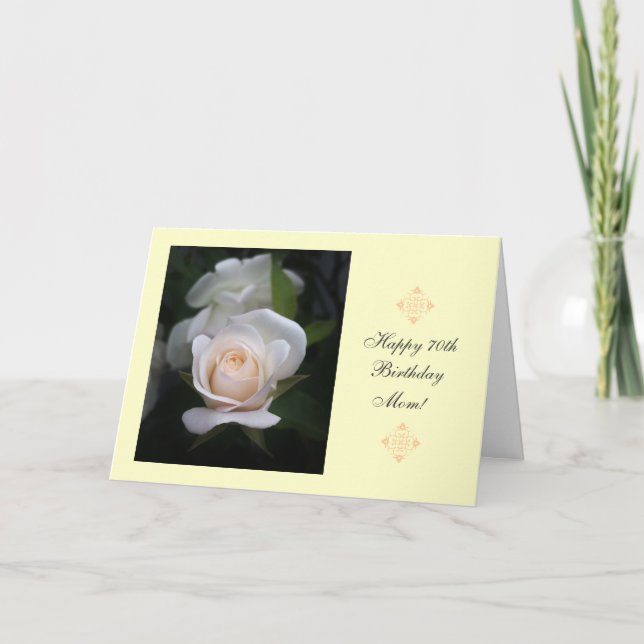 Carte 70e anniversaire de maman rose blanche (Devant)