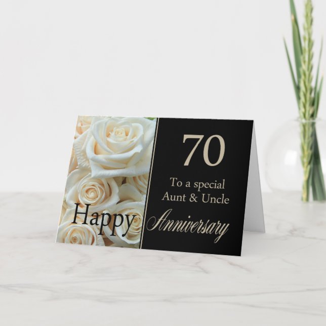 Carte 70e anniversaire de Mariage tante et oncle roses r (Devant)