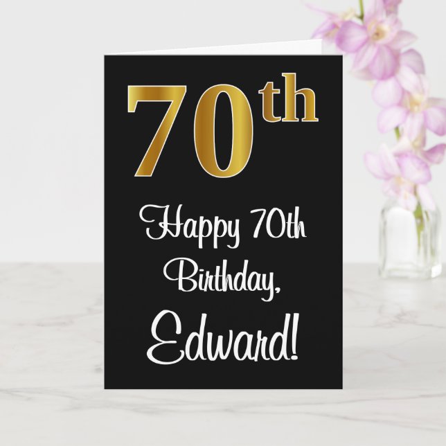 Carte 70e anniversaire ~ Elégant Luxueux Faux Gold Look  (Orchidée)