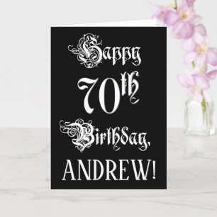 Carte 70e anniversaire : Fancy, Elegant Script + Nom per