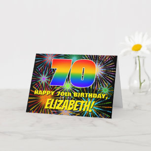 Carte 70e anniversaire : Feu d'artifice festif amusant e