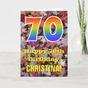 Carte 70e anniversaire; feuilles d'automne rustiques; ar