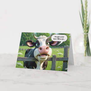 Carte 70e anniversaire Humour de vache